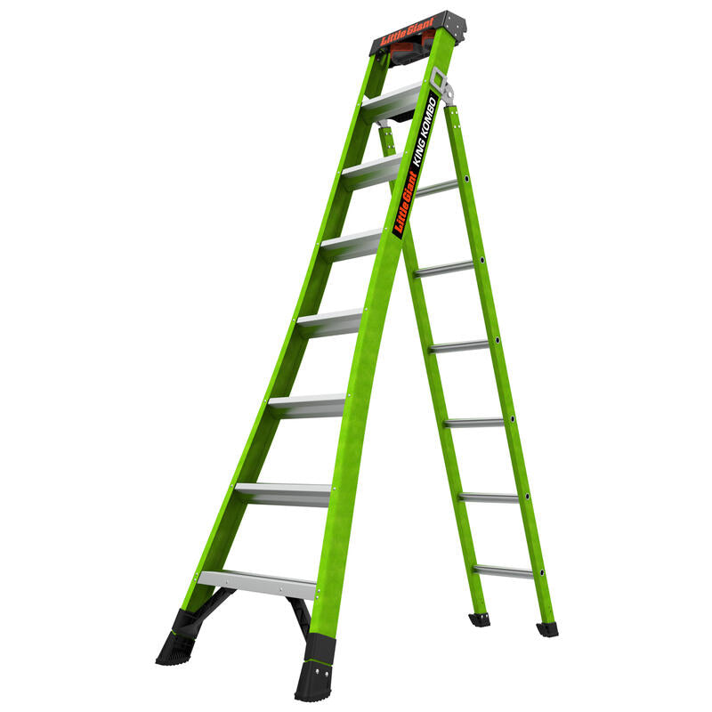 Little Giant 8' KING KOMBO Professional Fiberglass 3-in-1 All-Access Combination Ladder with Rotating Wall Pad Accessory and GRIP-N-GO Single-Hand Release Hinge - ANSI Type IAA - 375 lb Rated