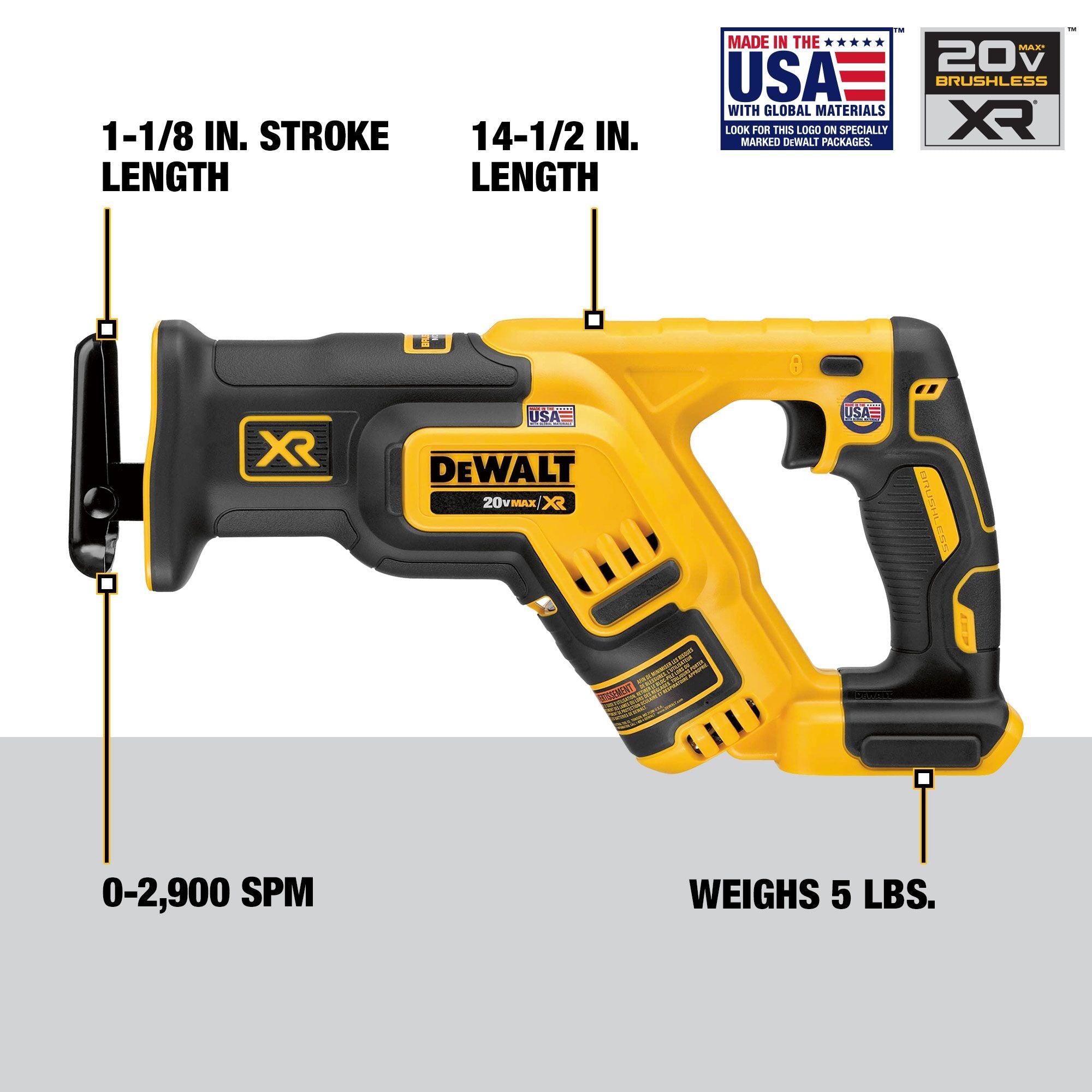 DeWALT DCS367B Compact XR Sawzall Battery 20 Volt