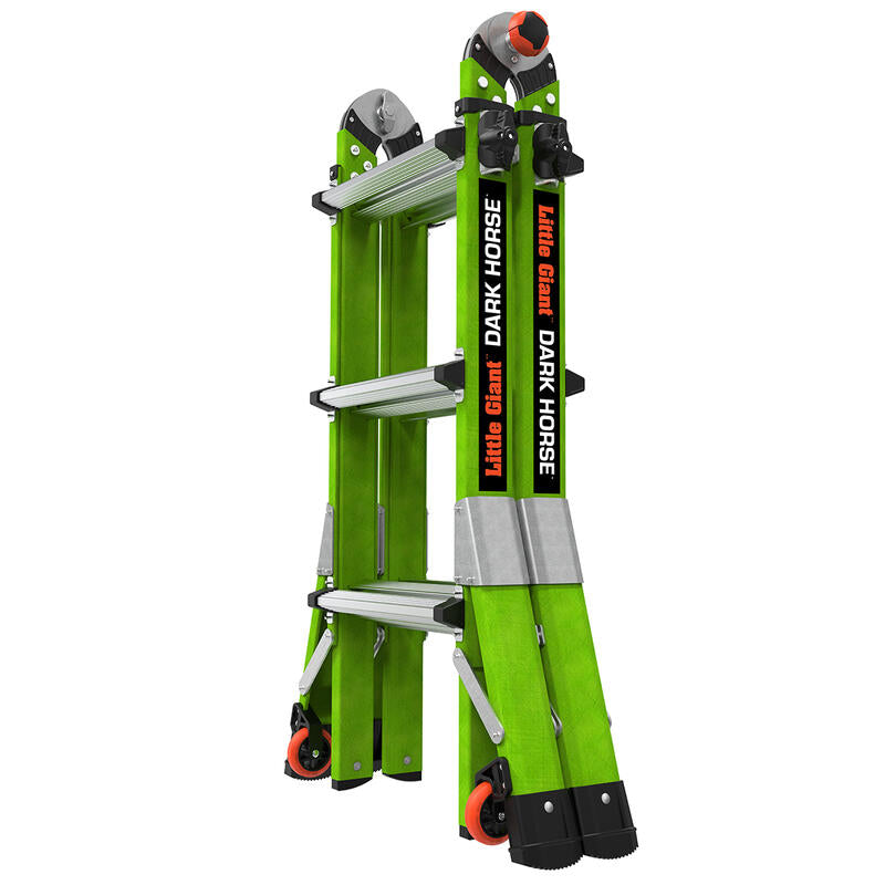 Little Giant Dark Horse 2.0 Model 22 ANSI Type 1A 300 Lb Rated Fiberglass Articulated Extendable Ladder With Tip & Glide Wheels Green