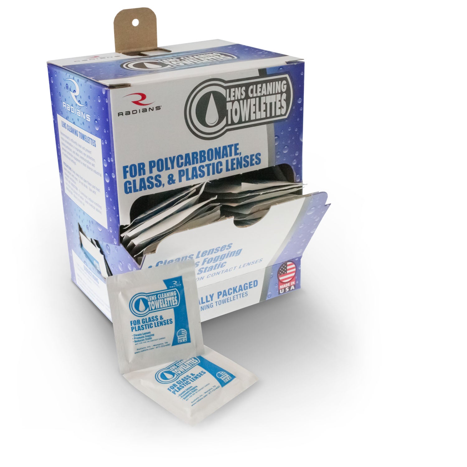 Toallitas para limpieza de lentes, 100 unidades, en caja