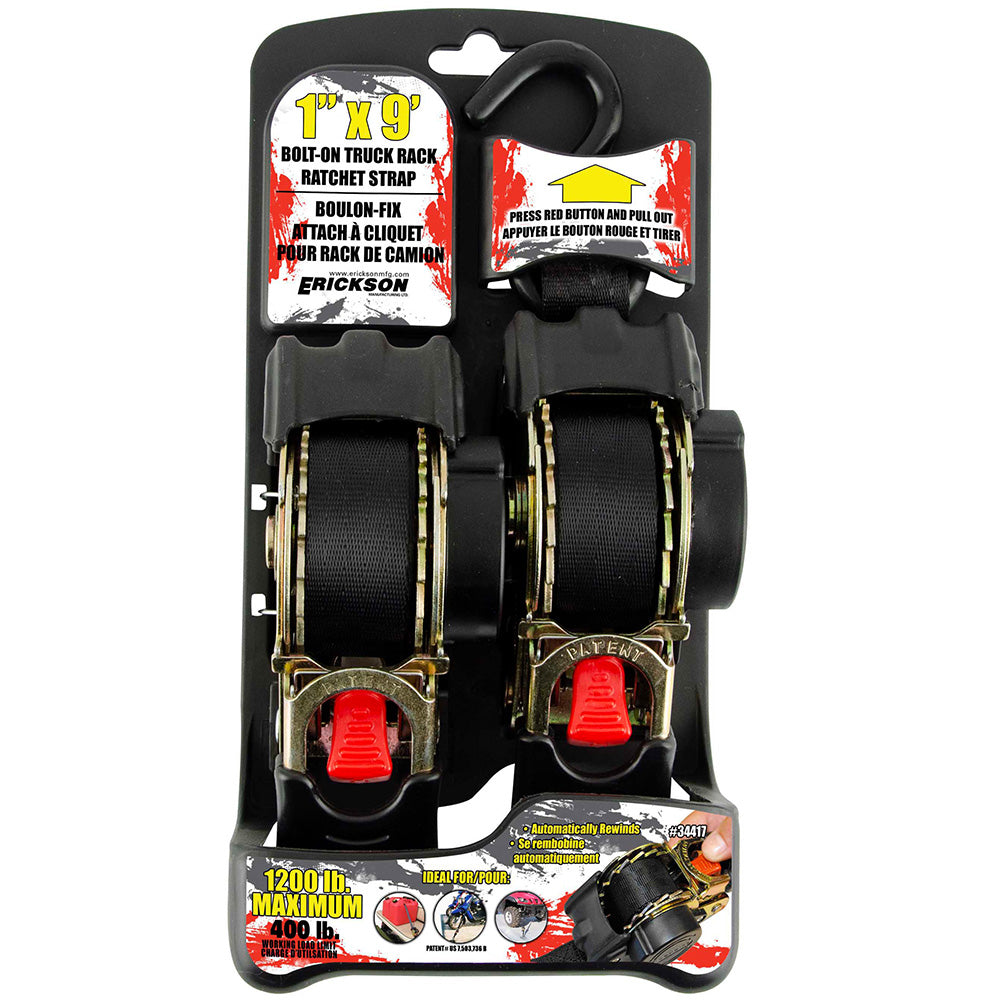 Ratchet Straps Self Retracting 1" X 9' Rack Mounted 1200 lb Maximum 400 lb Working Load
