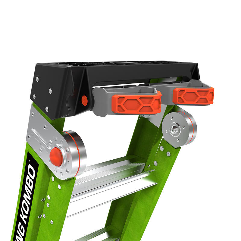 Little Giant 8' KING KOMBO Professional Fiberglass 3-in-1 All-Access Combination Ladder with Rotating Wall Pad Accessory and GRIP-N-GO Single-Hand Release Hinge - ANSI Type IAA - 375 lb Rated