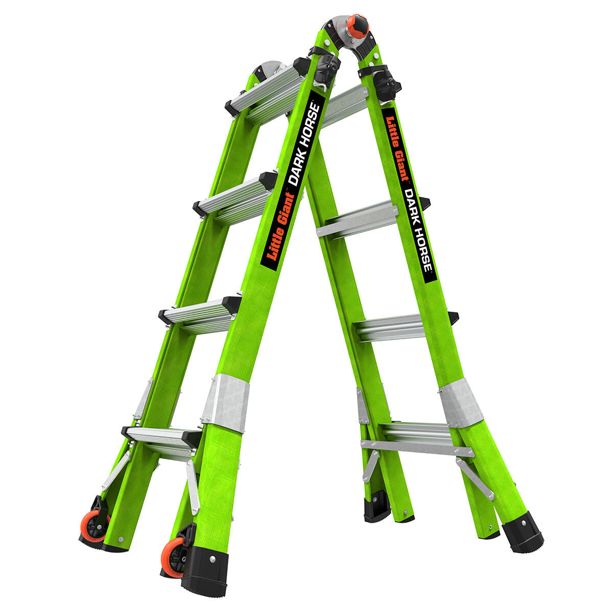 Little Giant Dark Horse 2.0 Model 17 ANSI Type 1A 300 Lb Rated Fiberglass Articulated Extendable Ladder With Tip & Glide Wheels Green