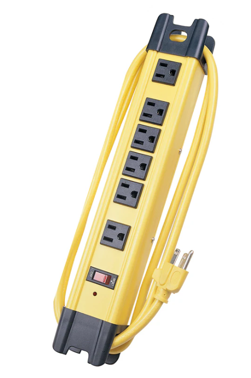 6 Outlet Metal Power Strip with Surge Protection - 6' Length