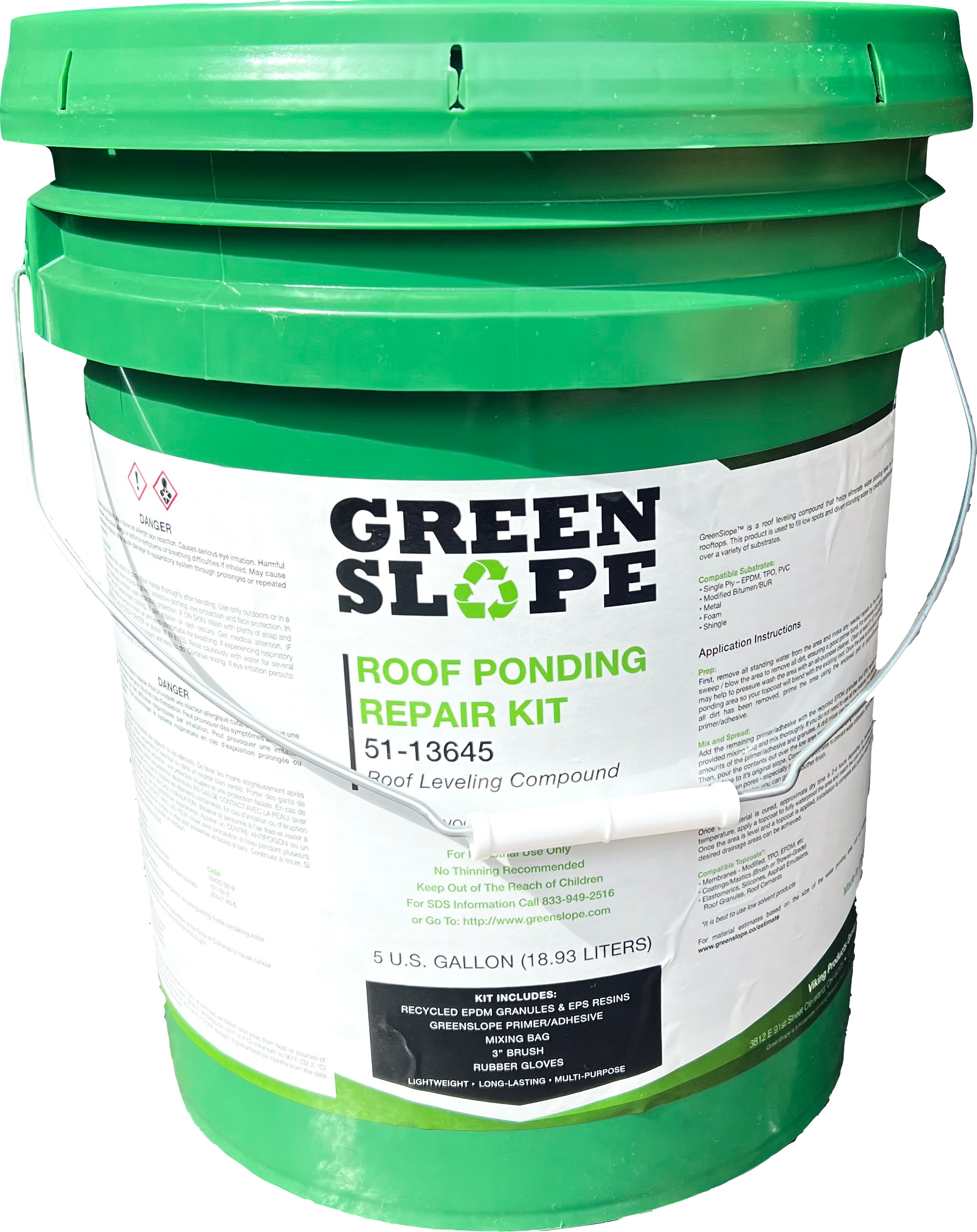Green Slope Roof Ponding Repair Kit 5 Gallon Pail Green Slope Roof Ponding Repair Kit 5 Gallon Pail