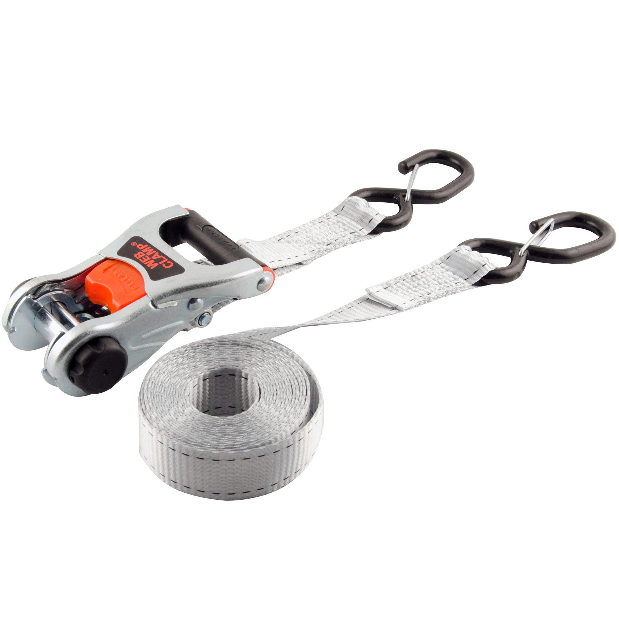 Tie Downs Ratchet Strap Soft Grip Gray with Cap Lock 1 1/4"X12' 2000 Lb 2 Pack
