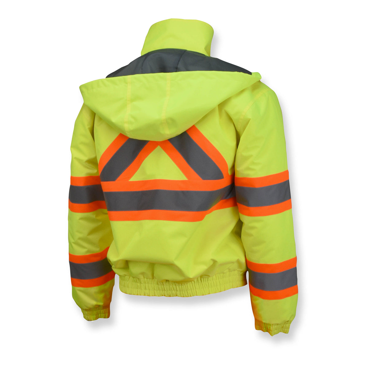 Class 3 X-Back High Visibility Quilted Bomber Jacket with Hood - WRYKER Construction Supply