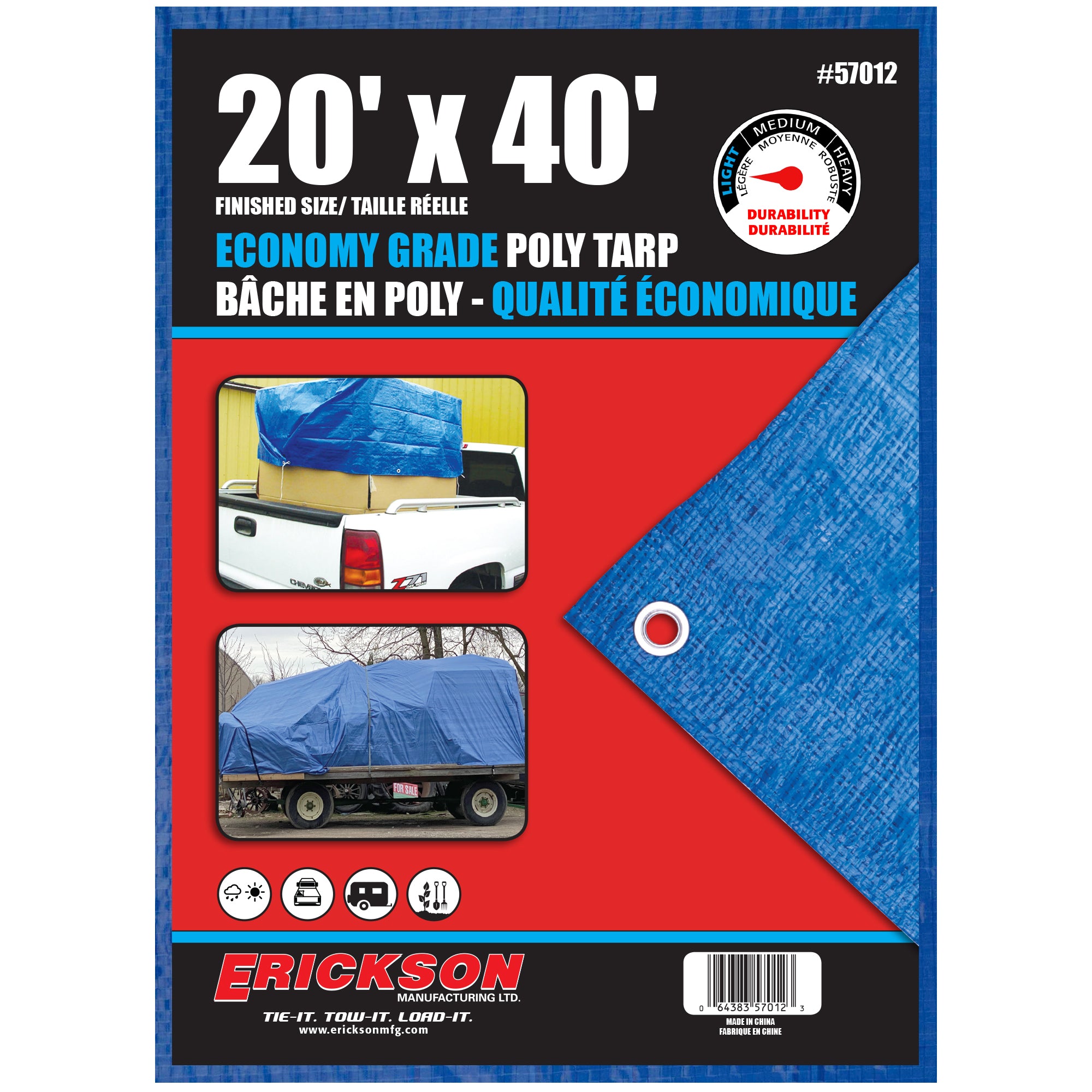 Light Weight (5 MIL) Blue Waterproof Tarp 20'X40'