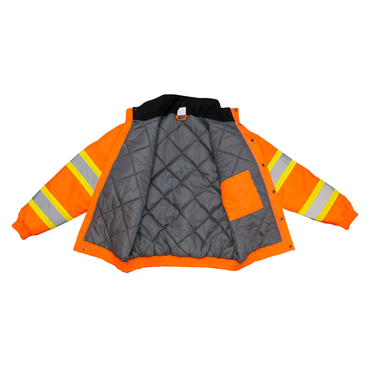 Class 3 X-Back High Visibility Quilted Bomber Jacket with Hood - WRYKER Construction Supply