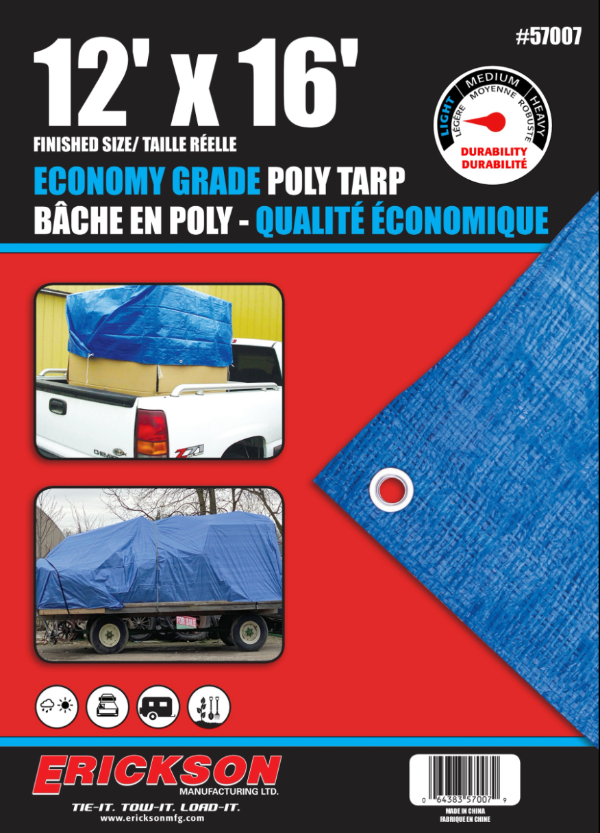 Light Weight (4 MIL) Blue Waterproof Tarp 12'X16'