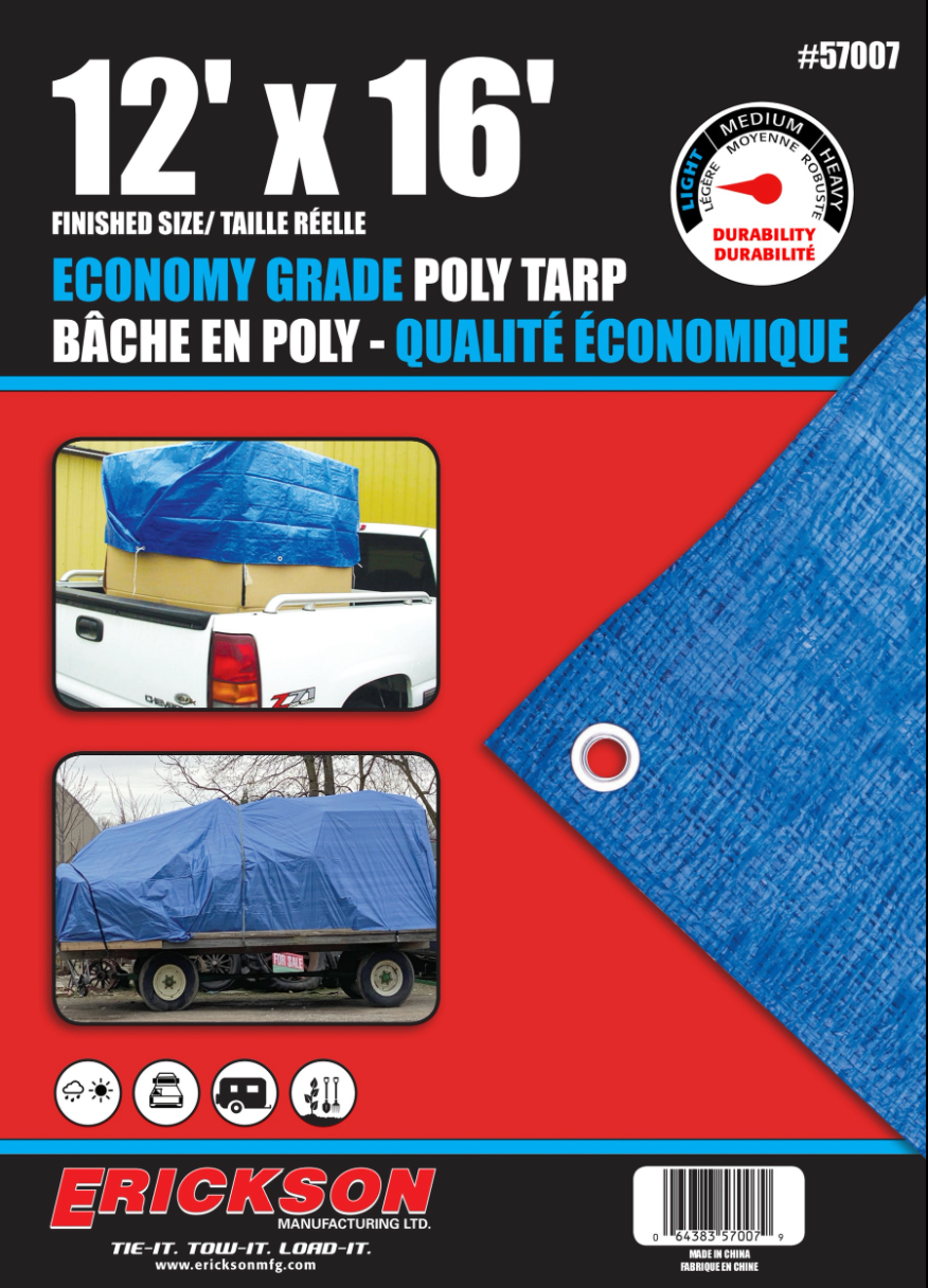 Light Weight (5 MIL) Blue Waterproof Tarp 12'X16'