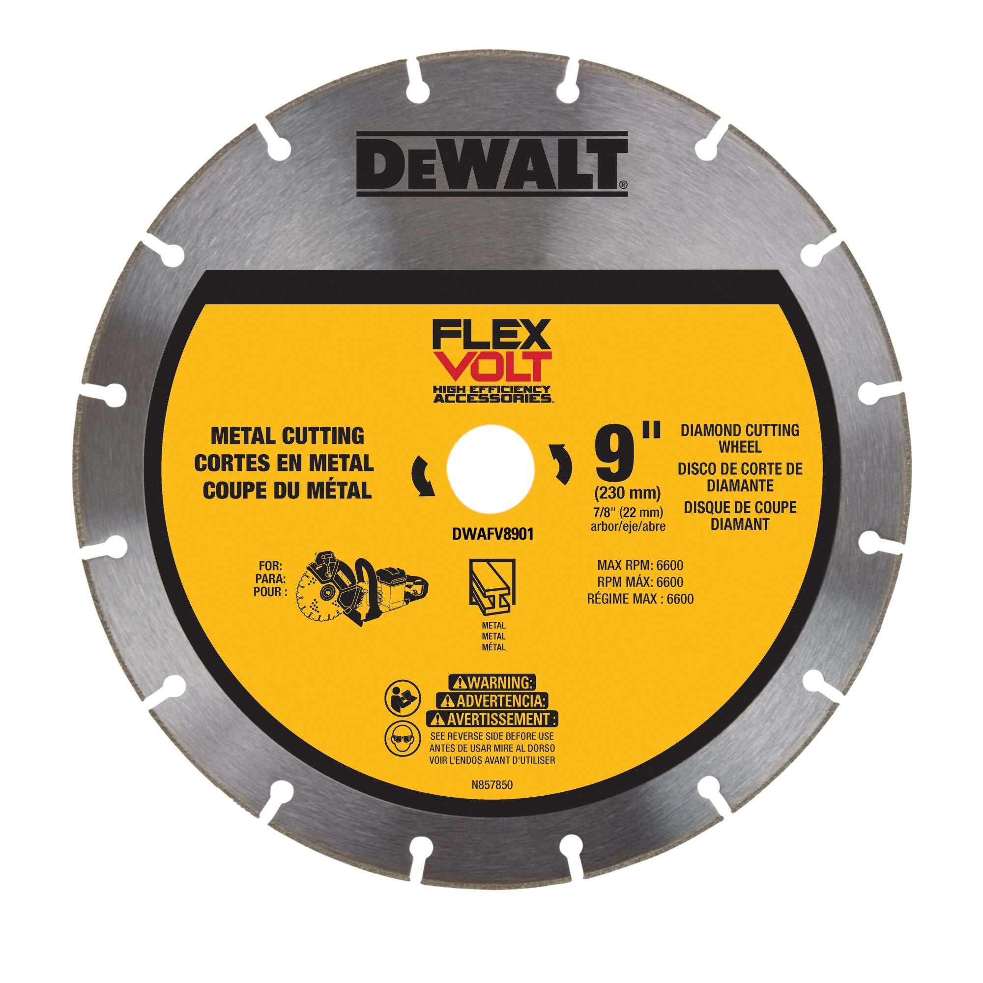 DeWALT DWAFV8901 9" Diamond Cutting Wheel for Metal for DCS690 Saw