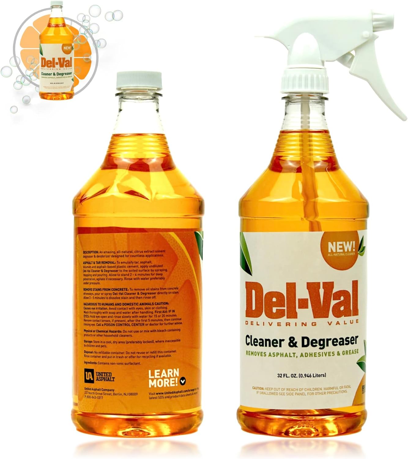 Del-Val Super Concentrated Orange Citrus Cleaner 32 Oz Spray Bottle