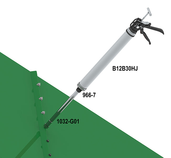 NEW! Spot-Pro System: 30oz B-Line Bulk Dispenser + Extension Nozzle for Sealing Exposed Metal Roofing/Siding Fasteners - WRYKER Construction Supply