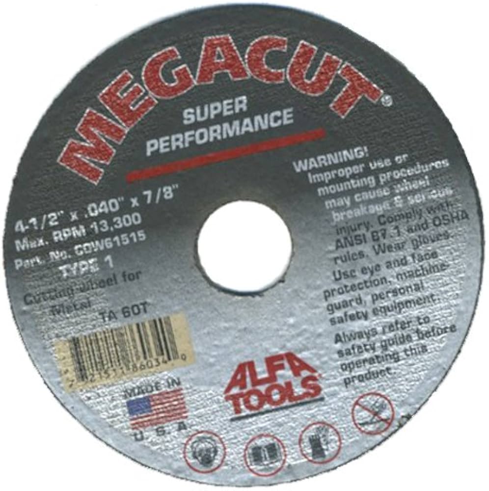 ALFA COW61515 Cut-Off Wheel 4-1/2" Grinder 7/8" Arbor for Steel (Box of 25)