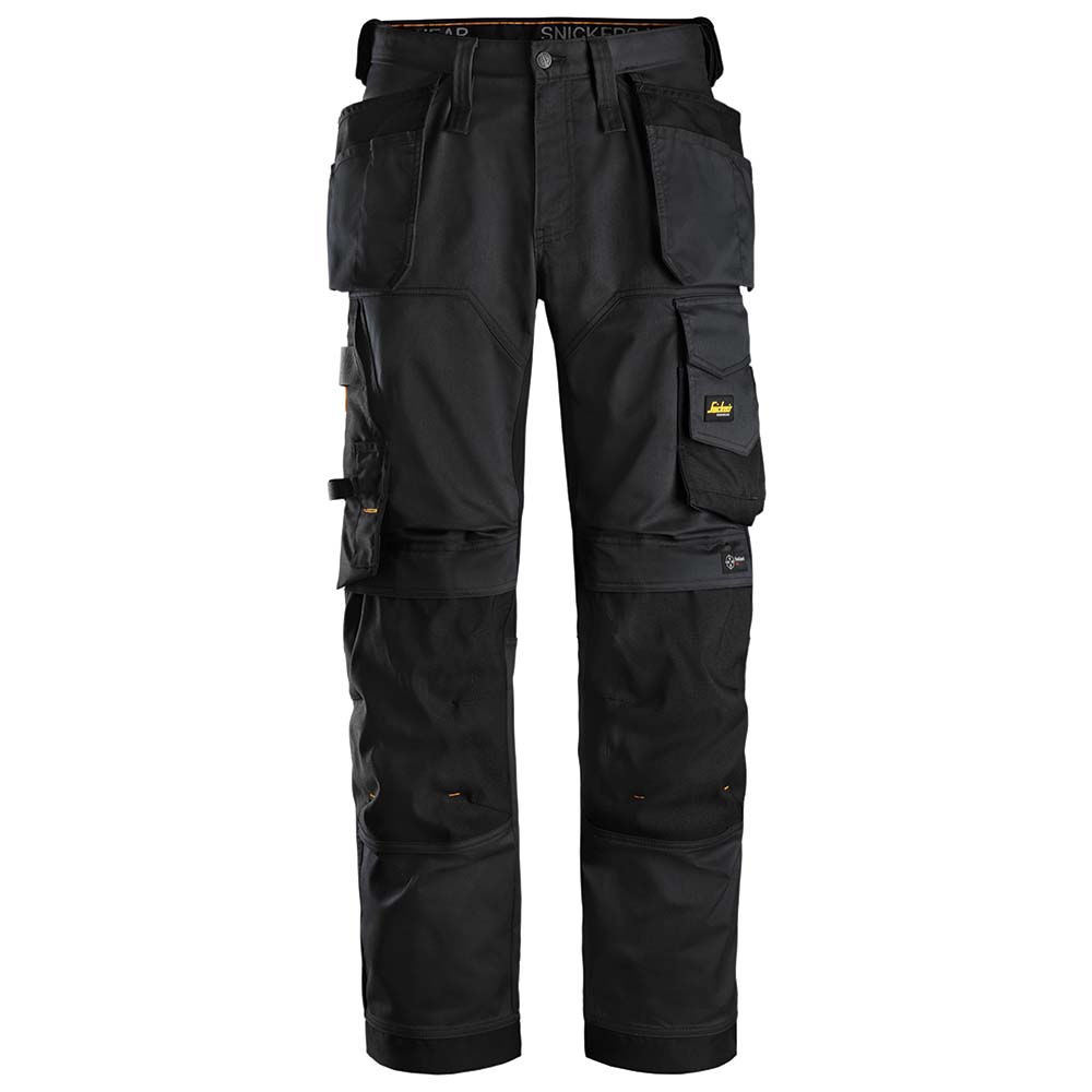 Snickers U6251 AllroundWork Stretch Loose Fit Work Pants + Holster Pockets (Black/Black)