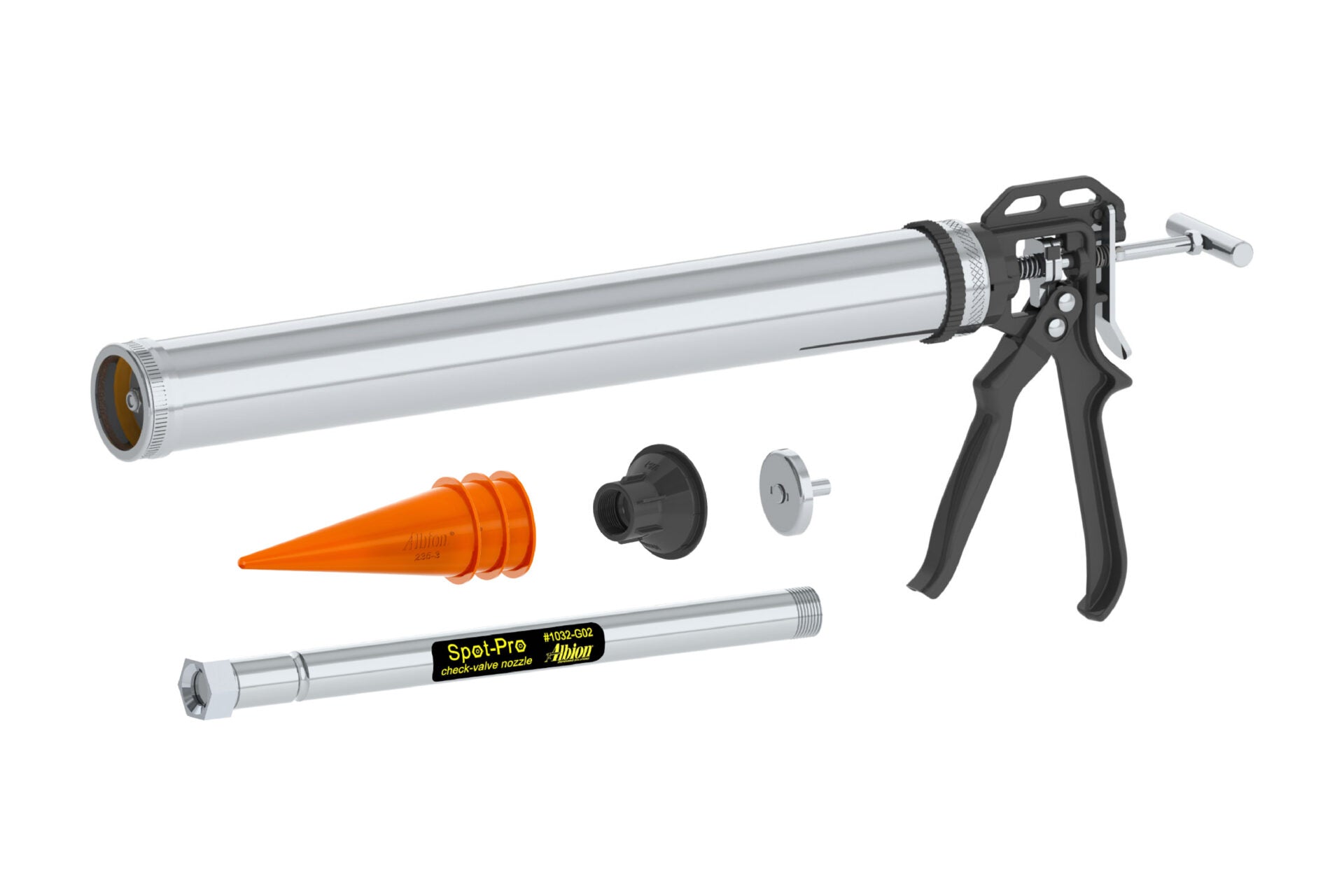 NEW! Spot-Pro System: 30oz B-Line Bulk Dispenser + Extension Nozzle for Sealing Exposed Metal Roofing/Siding Fasteners - WRYKER Construction Supply