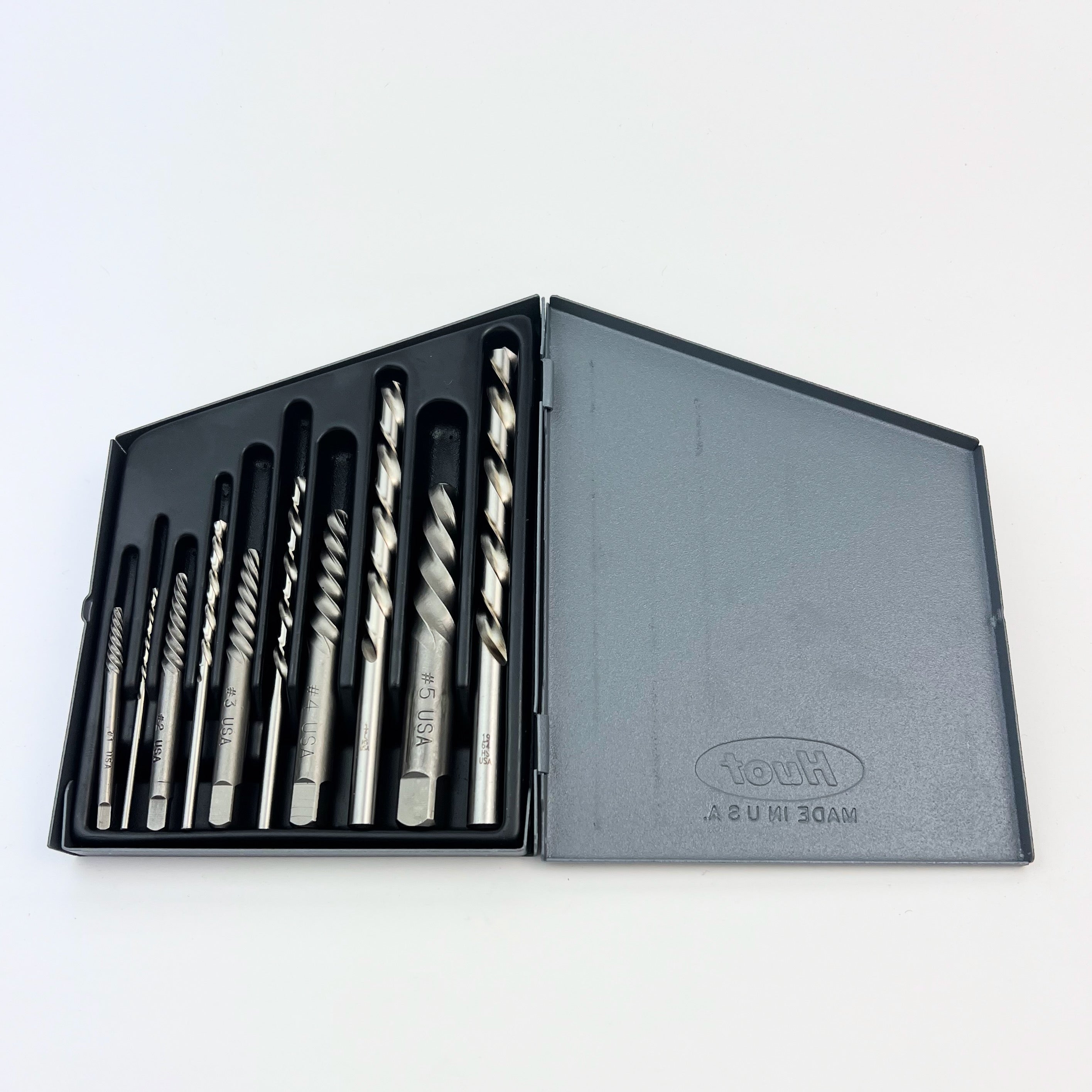 Screw Extractor & Left Hand Drill Bit With Metal Casing (Set of 10)