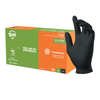 SW PF-90BK Powerform Nitrile Glove 5 mil 9" Length - Black (Box of 100)