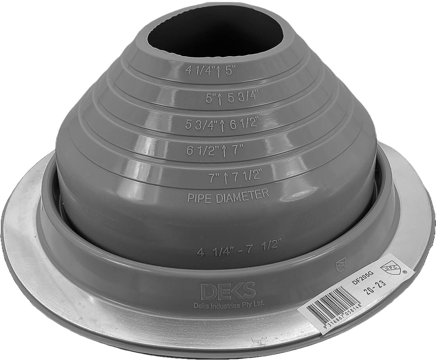 Dektite Original #5 Gray Silicone (108-190mm/4.25-7.5")