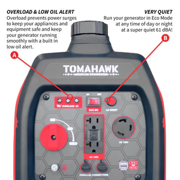 Tomahawk Generator 3.3KW Gas Powered Inverter Portable RG3000i
