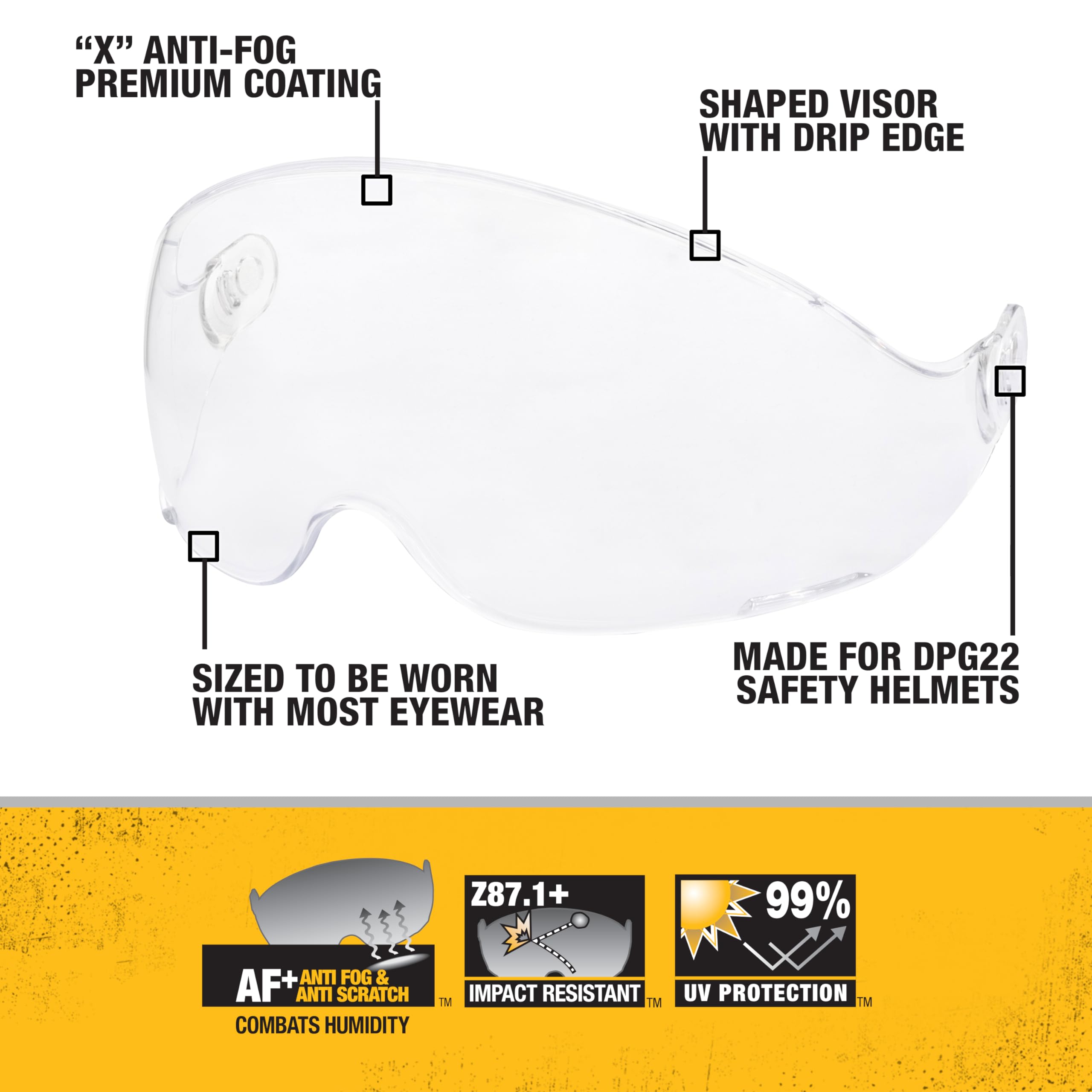 Shaped Visor for Type II Helmet - Clear AF+