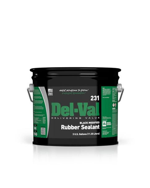 Del-Val 231 Black Modified Rubber Sealant Roof 3 Gallon