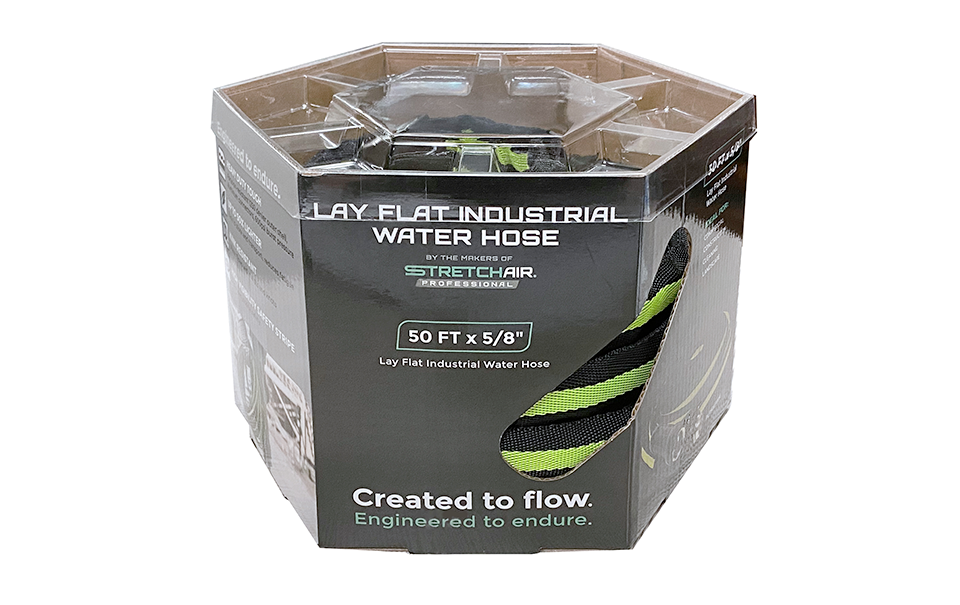 Stretch Air Water Hose Lay Flat Industrial 50 Foot Black 5/8"
