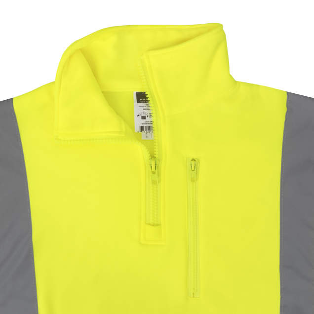 Radians SJ34B-3 Class 3 Color Blocked 1/4 Zip Sweatshirt - Hi Vis Green