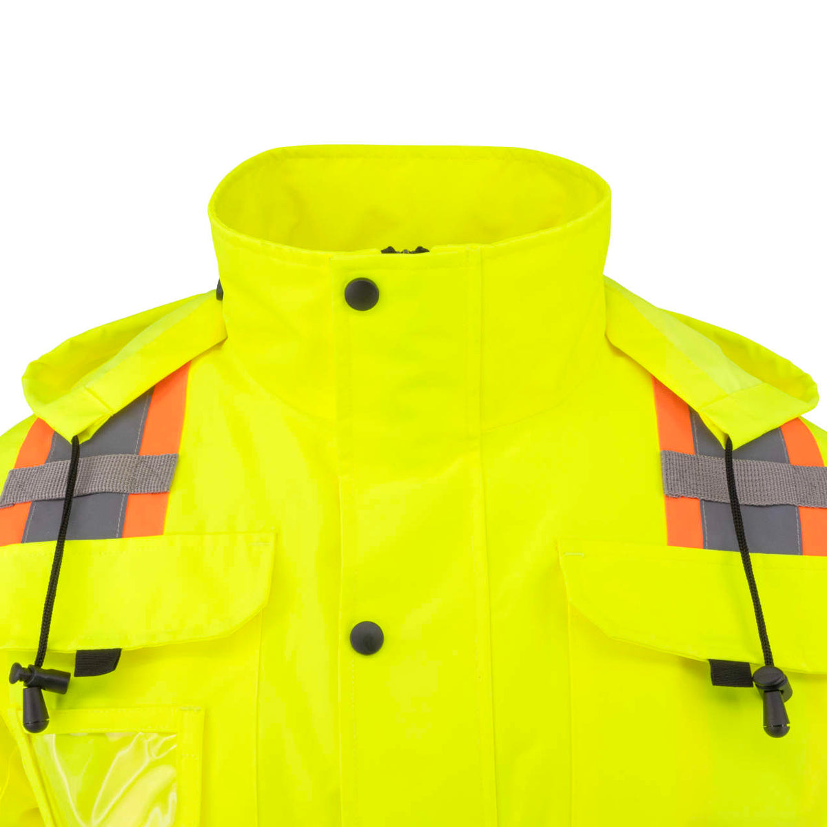 Radians SJ511B Class 3 Hi-Vis Hooded Bomber Jacket with Removable Sleeves - WRYKER Construction Supply