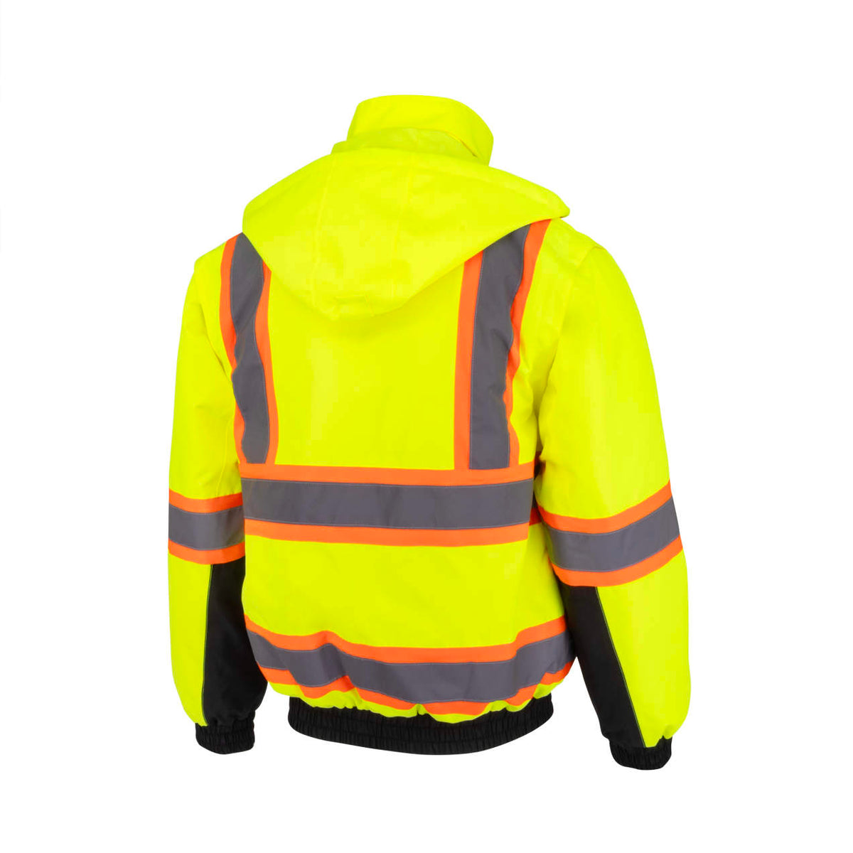 Radians SJ511B Class 3 Hi-Vis Hooded Bomber Jacket with Removable Sleeves - WRYKER Construction Supply