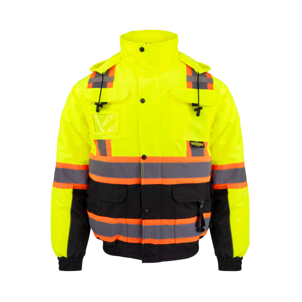 Radians SJ511B Class 3 Hi-Vis Hooded Bomber Jacket with Removable Sleeves - WRYKER Construction Supply