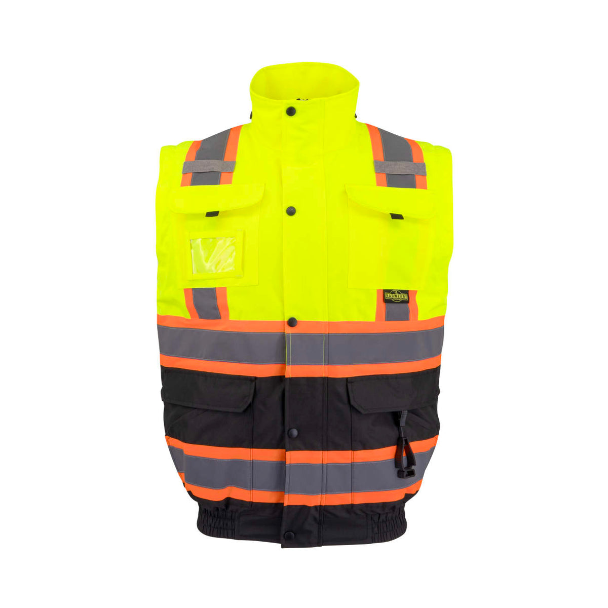 Radians SJ511B Class 3 Hi-Vis Hooded Bomber Jacket with Removable Sleeves - WRYKER Construction Supply