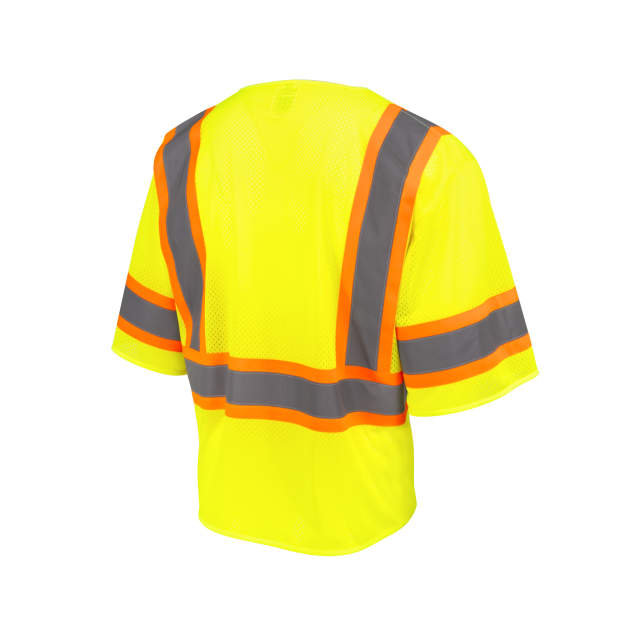 SV232-3 Two Tone Surveyor Type R Class 3 Mesh Safety Vest with Dual Side Zippers