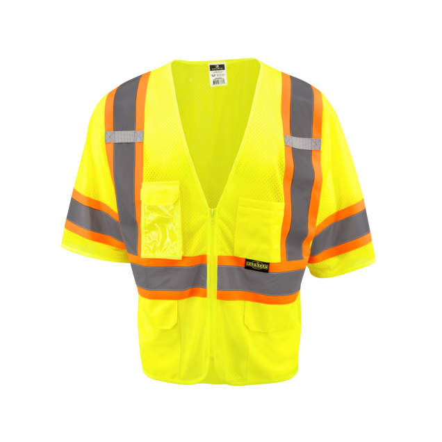 SV232-3 Two Tone Surveyor Type R Class 3 Mesh Safety Vest with Dual Side Zippers