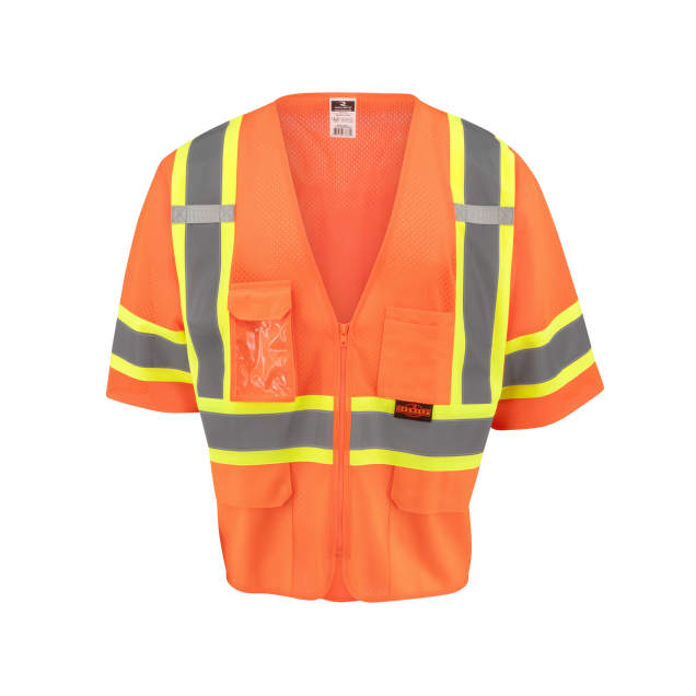 SV232-3 Two Tone Surveyor Type R Class 3 Mesh Safety Vest with Dual Side Zippers