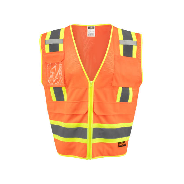 SV69-2 Two Tone Surveyor Type R Class 2 Mesh/Solid Safety Vest with Plan/Tablet Pocket