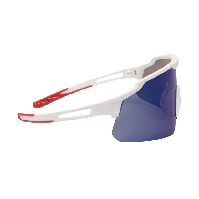 Radians Wydazz™ Half Frame Lightweight Safety Glasses with Extreme Flexible Temples - Red & White Frame / Blue Mirror Lens