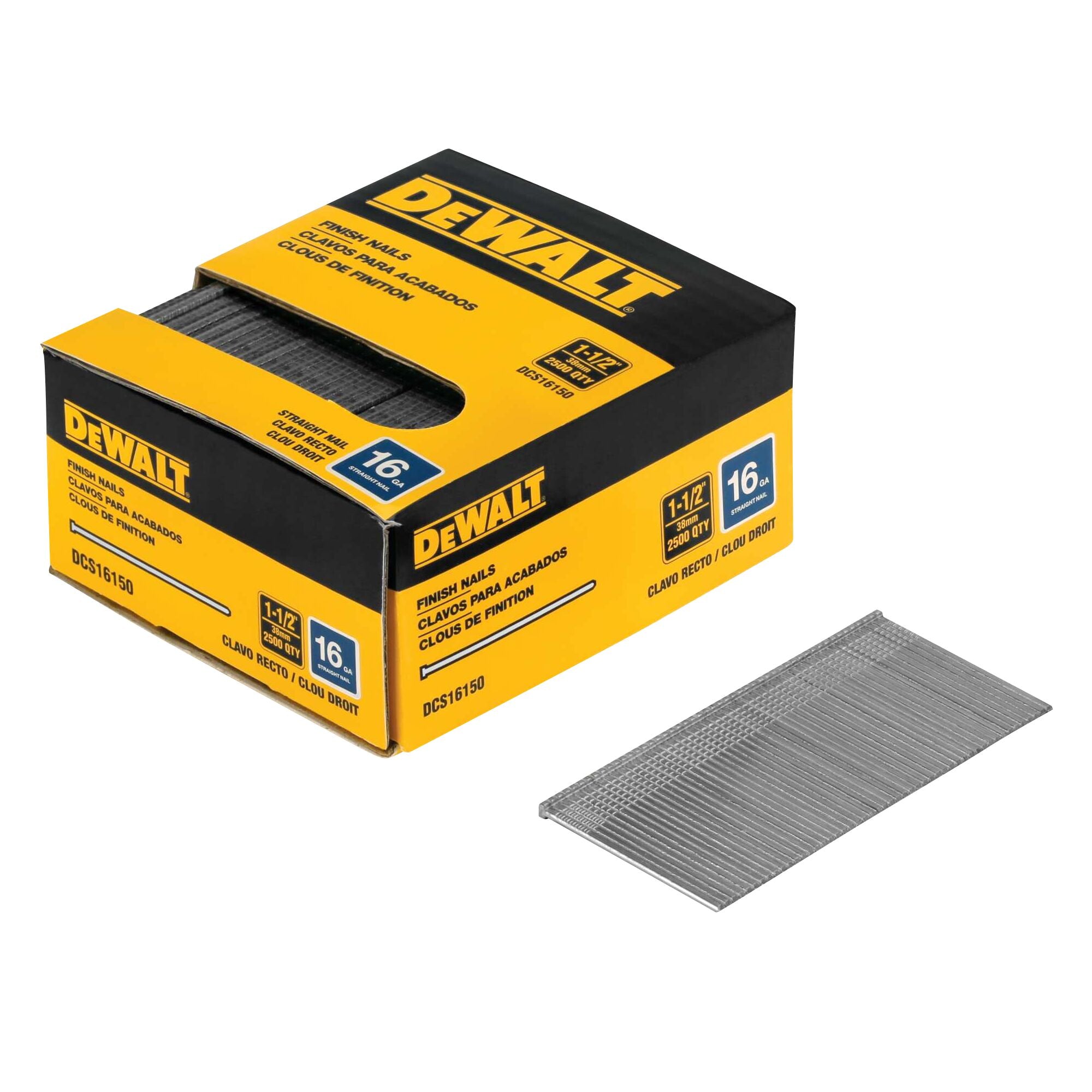 DeWALT Finishing Nails 16 GA 1-1/2" Length (Carton of 2500)