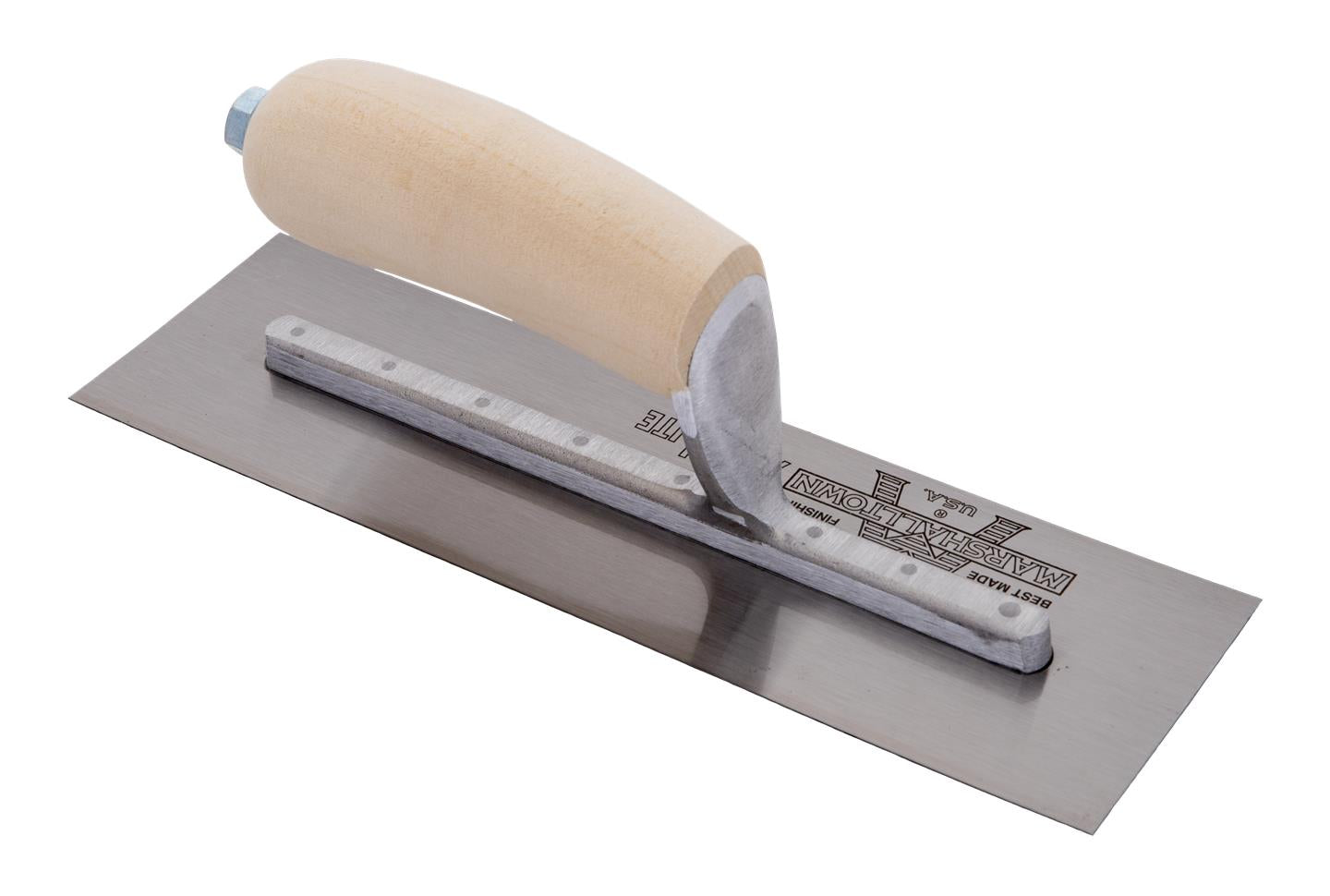 Marshalltown 12122 High Carbon Steel Finishing Trowel 10.5" x 4.5" + Curved Wood Handle