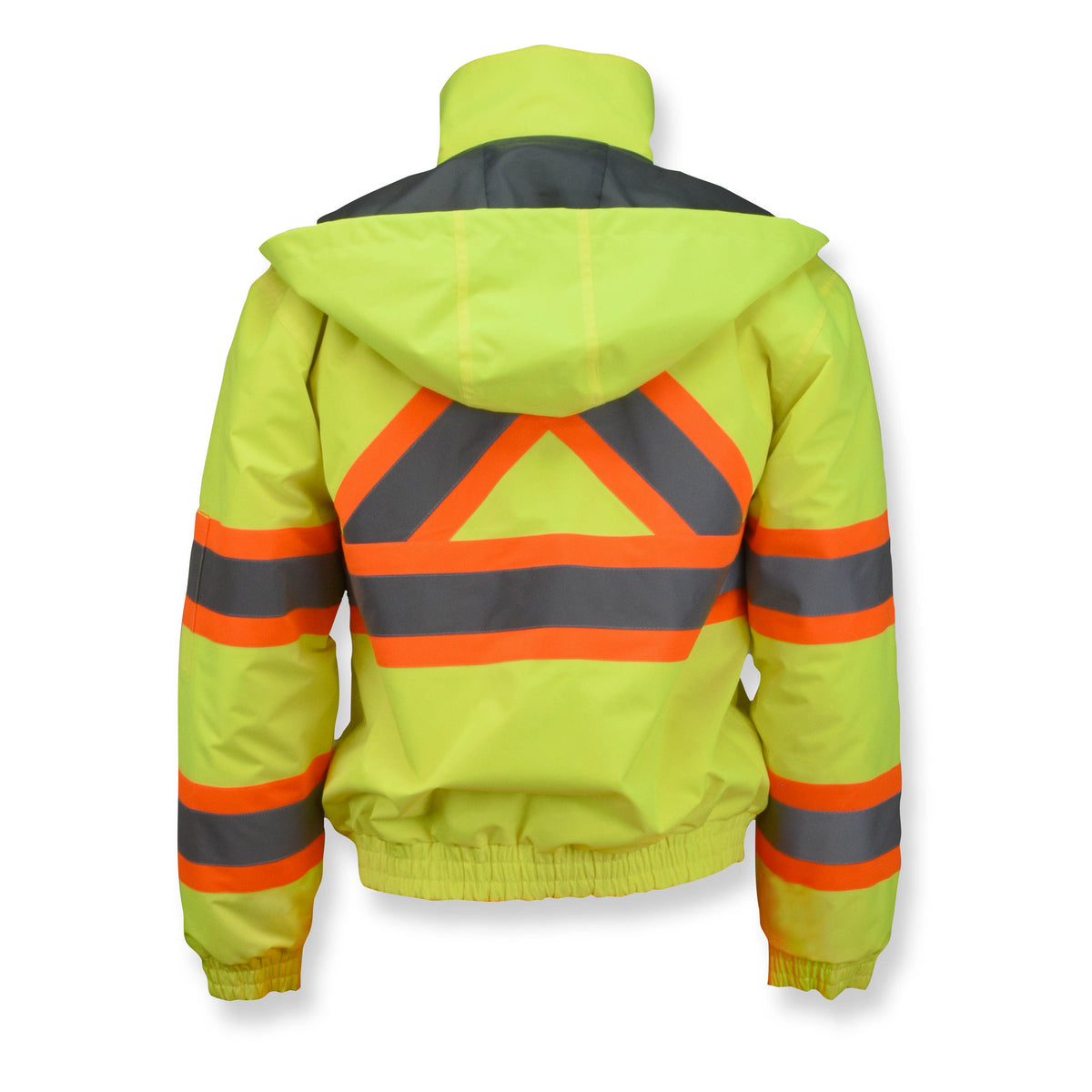 Class 3 X-Back High Visibility Quilted Bomber Jacket with Hood - WRYKER Construction Supply