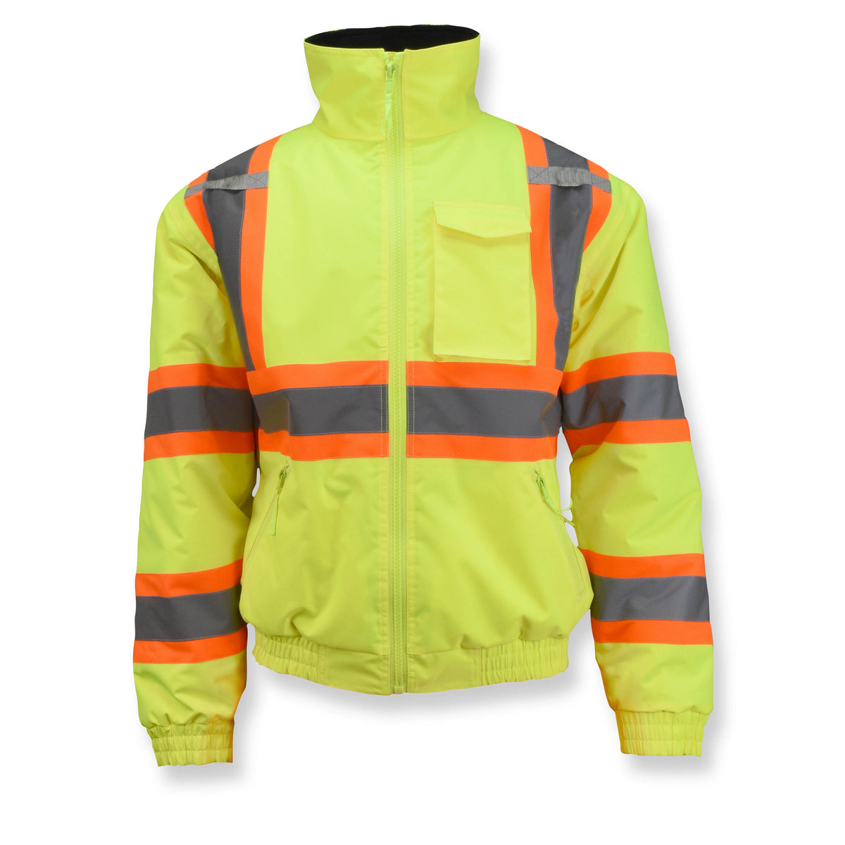 Class 3 X-Back High Visibility Quilted Bomber Jacket with Hood - WRYKER Construction Supply