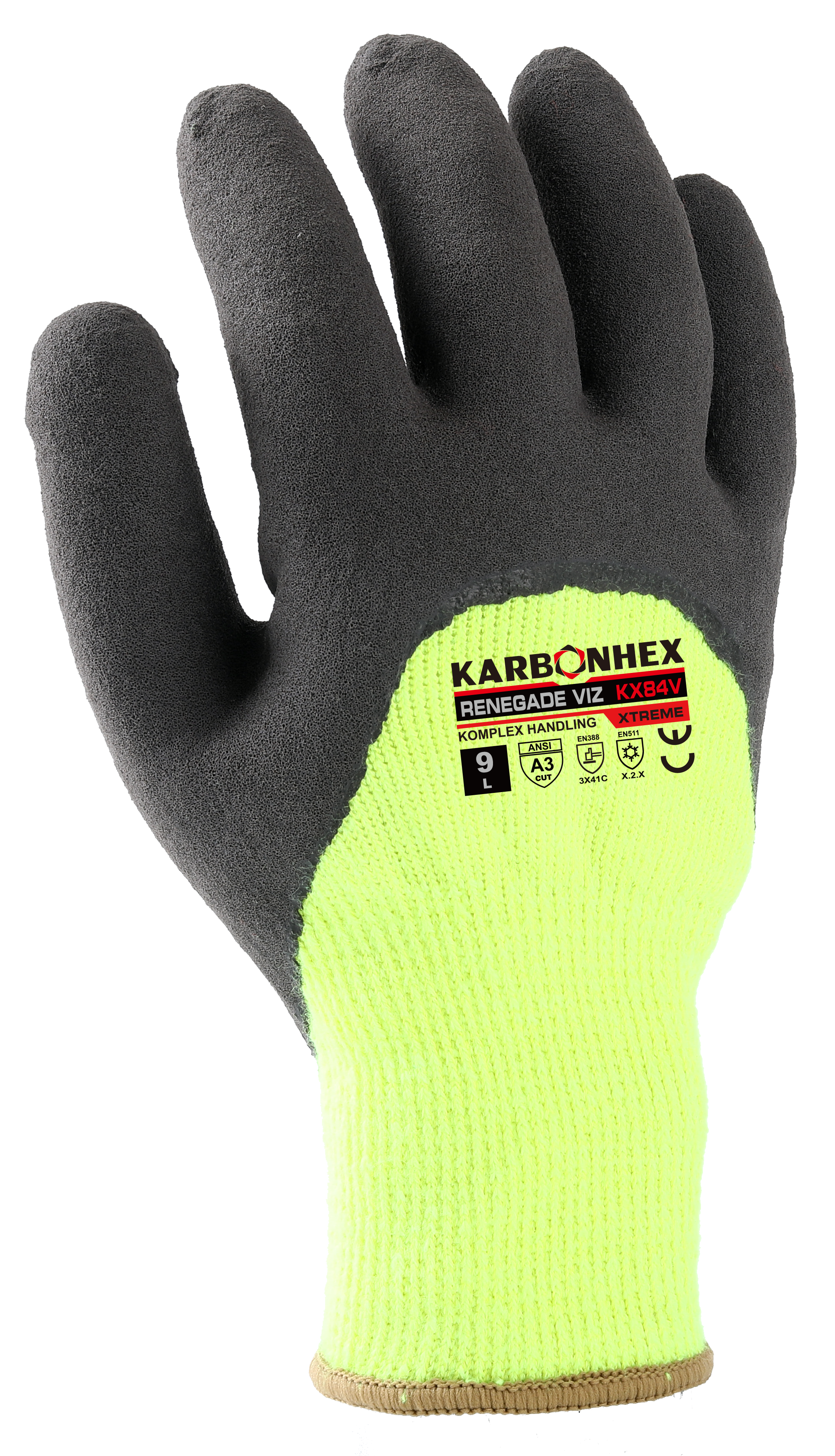KarbonHex® KX84V by SW® Professional Built Cut-Resistant Winter Gloves with Hi-Vis Cold Protection (Pack of 12)