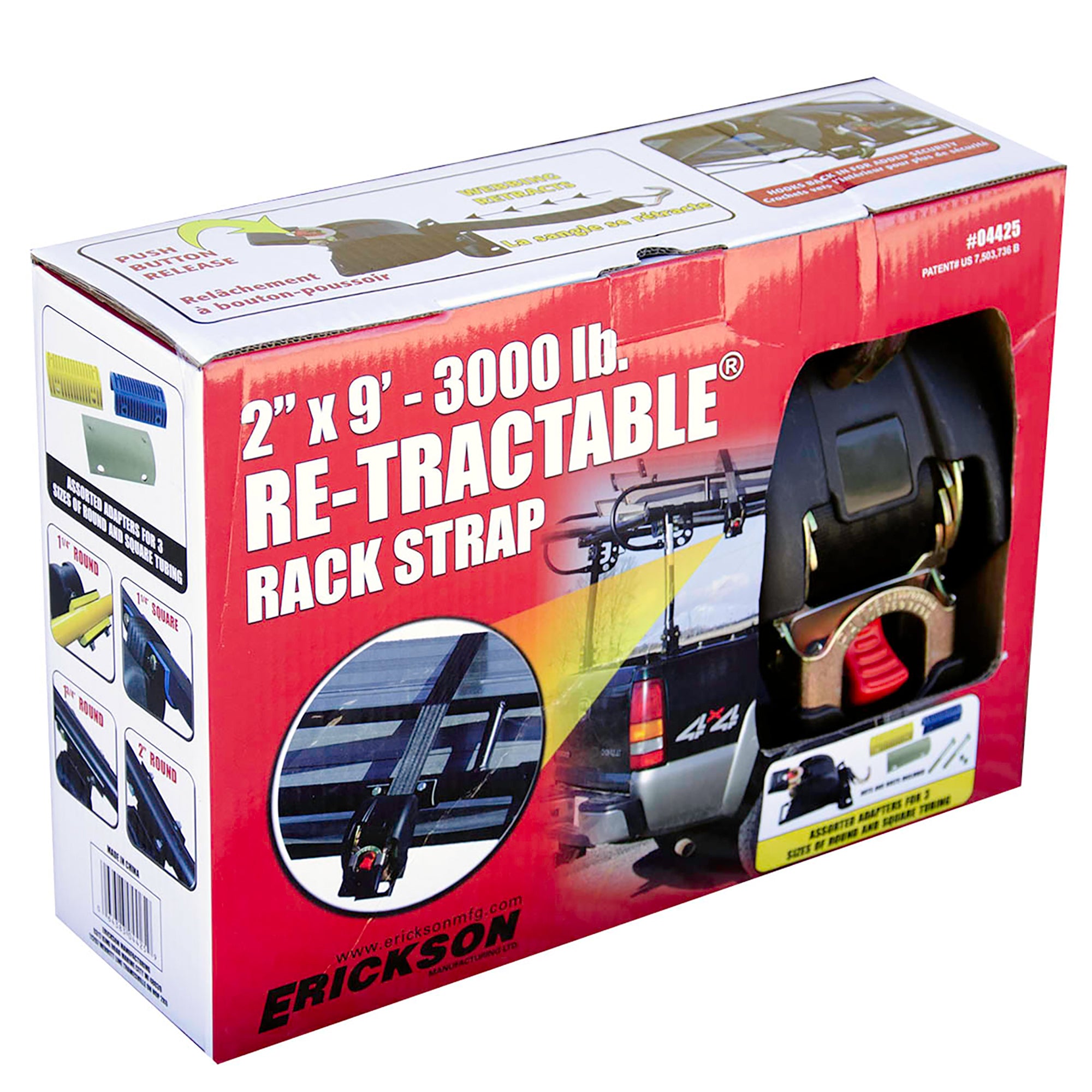 Ratchet Straps Self Retracting 2" X 9' Rack Mounted 3000 lb
