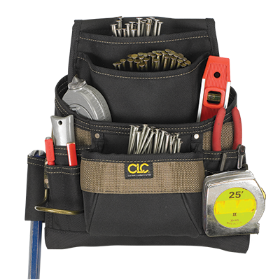 CLC Heavy Duty Nail & Tool Bag | 11 Pockets With Steel Hammer Loop