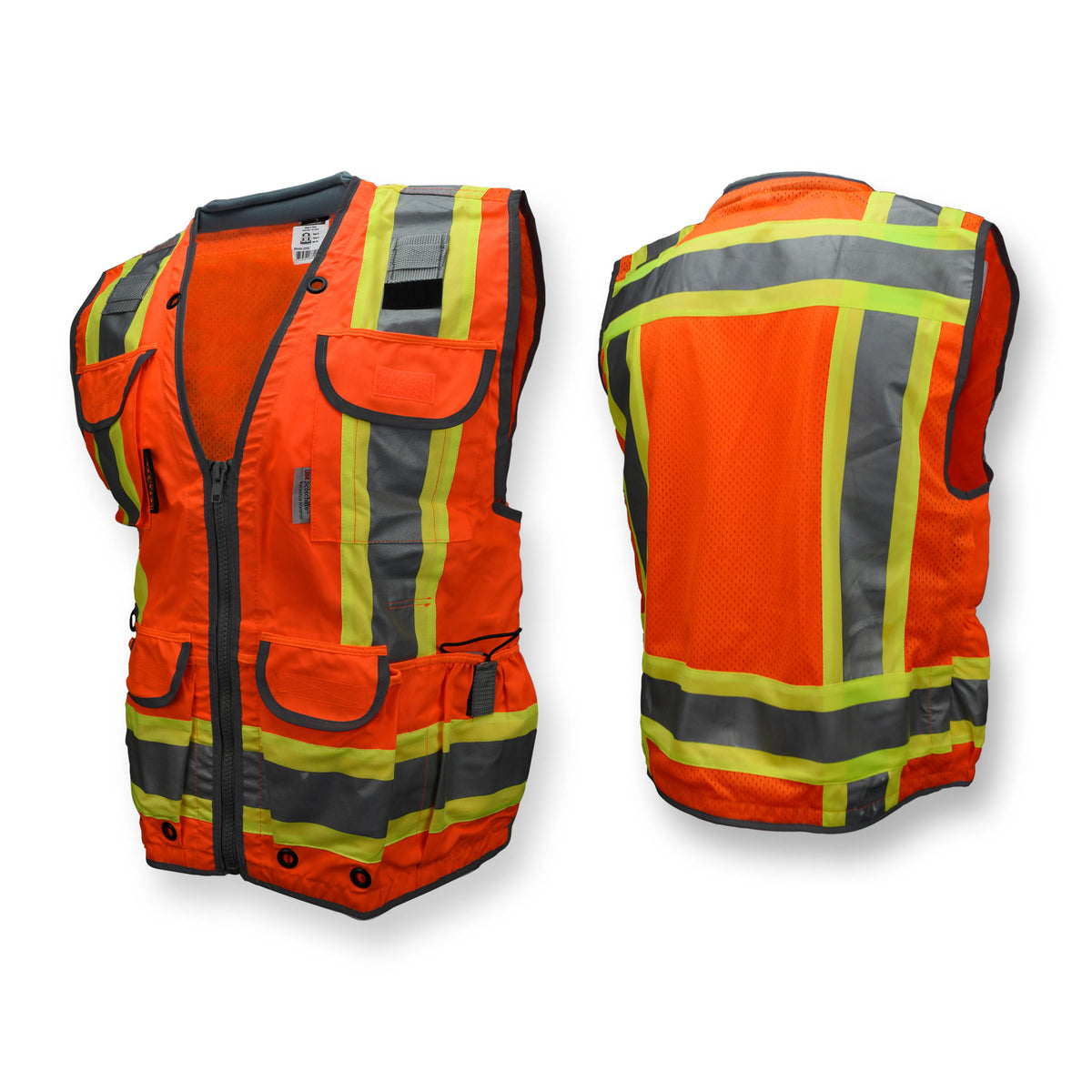 Radians SV55-2ZOD Class 2 Heavy Woven Two-Tone Orange Mesh Engineer Safety Vest