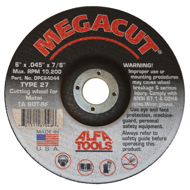 Alfa DPC64042 Cut Off Wheel 4-1/2" X .045" X 7/8" + Depressed Center, Aluminum Oxide for Metal and SS (Box of 25)