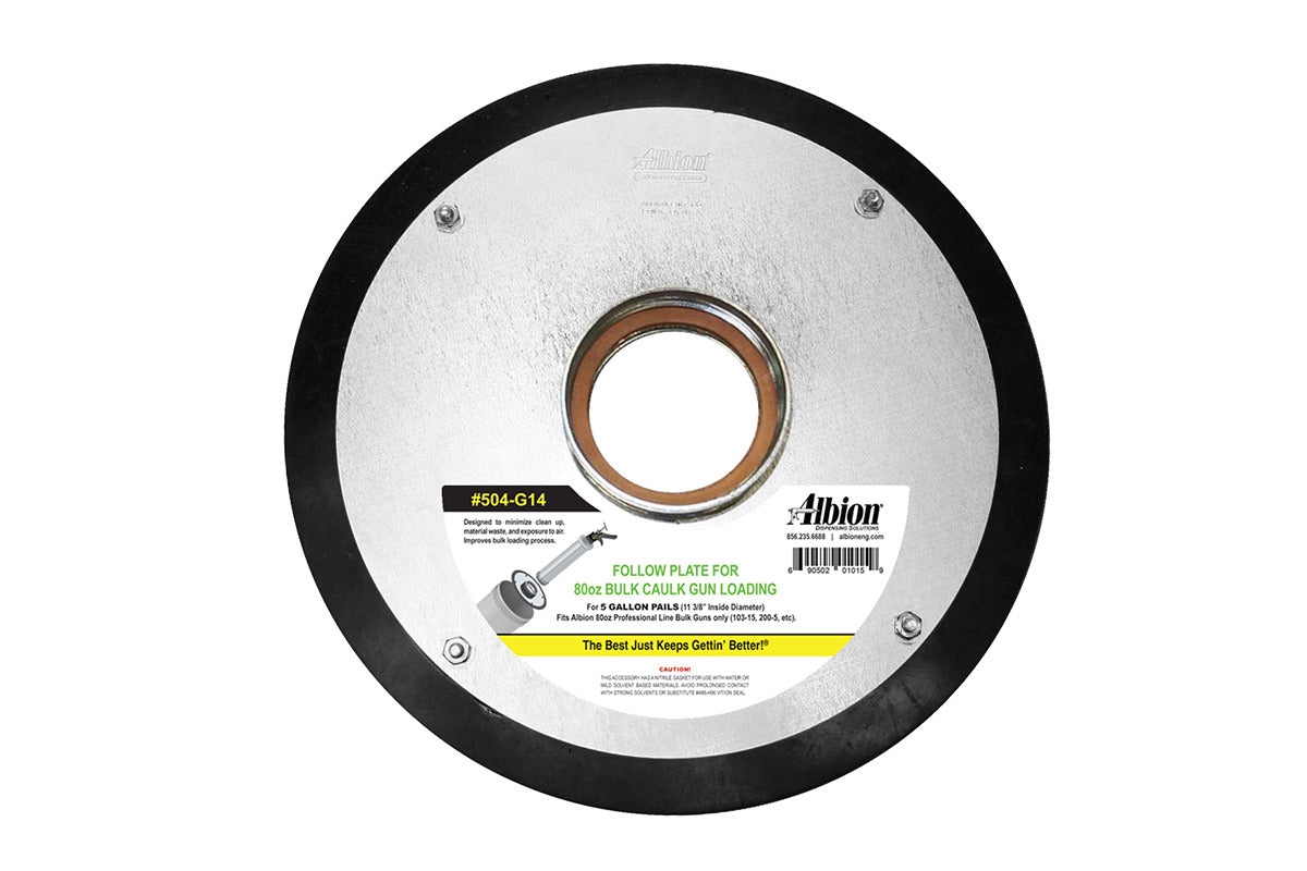 NEW! 5 Gallon Tapered Pail Follow Plate for 3-3/8" Threaded Guns