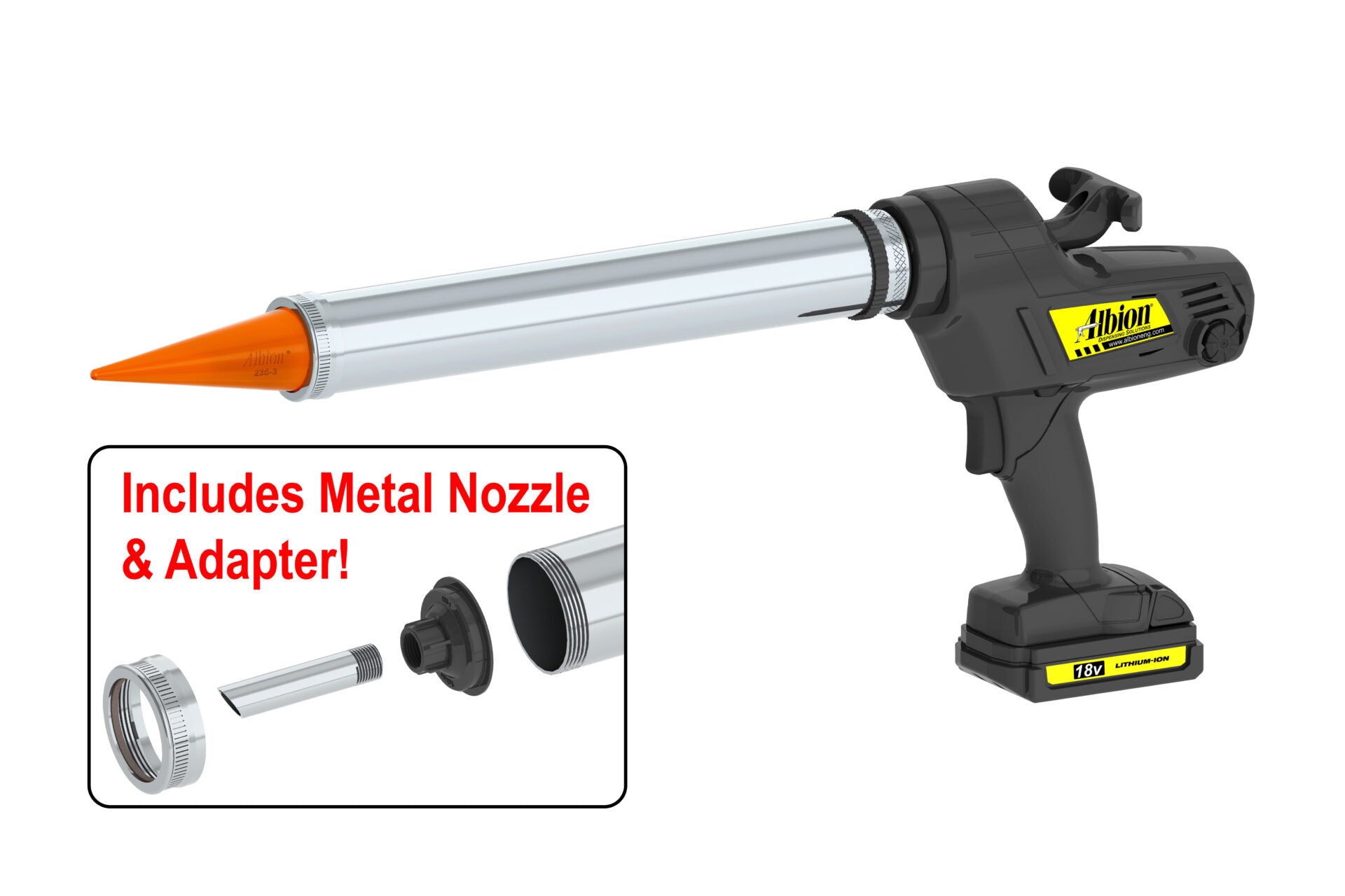 20oz Core Cordless Sausage Gun w/ Orange Cone Nozzles 18 Volt