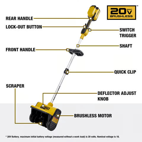 DeWALT 20V MAX* 10 in. Brushless Cordless Snow Shovel (Tool Only)